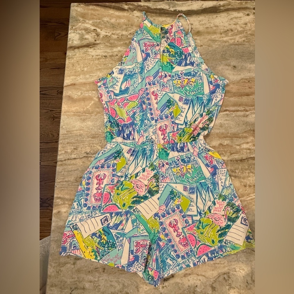 Women’s LILLY PULITZER Dayley Romper Pop Up Wish You Were Here- Size XS - Picture 5 of 9